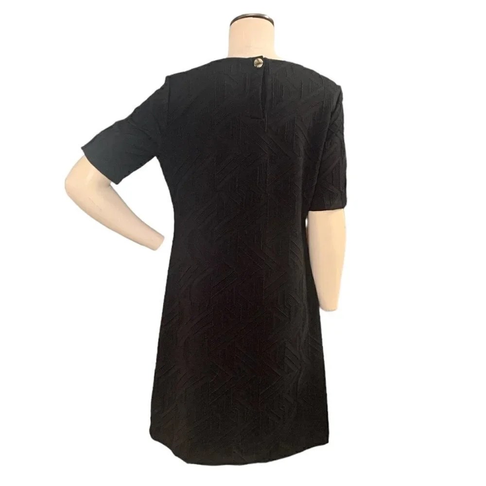 Tommy Hilfiger Textured Knit‎ Short Sleeve Dress Sz 12 Black 134B